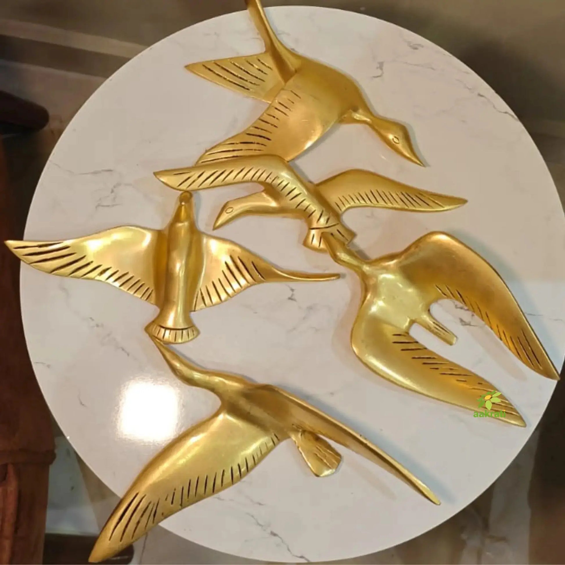 Handcrafted Brass Wall Birds Décor – Vintage Metal Wall Hanging for Home | Elegant Decorative Wall Hanging Showpiece (Yellow, 6 Inches) Aakrati