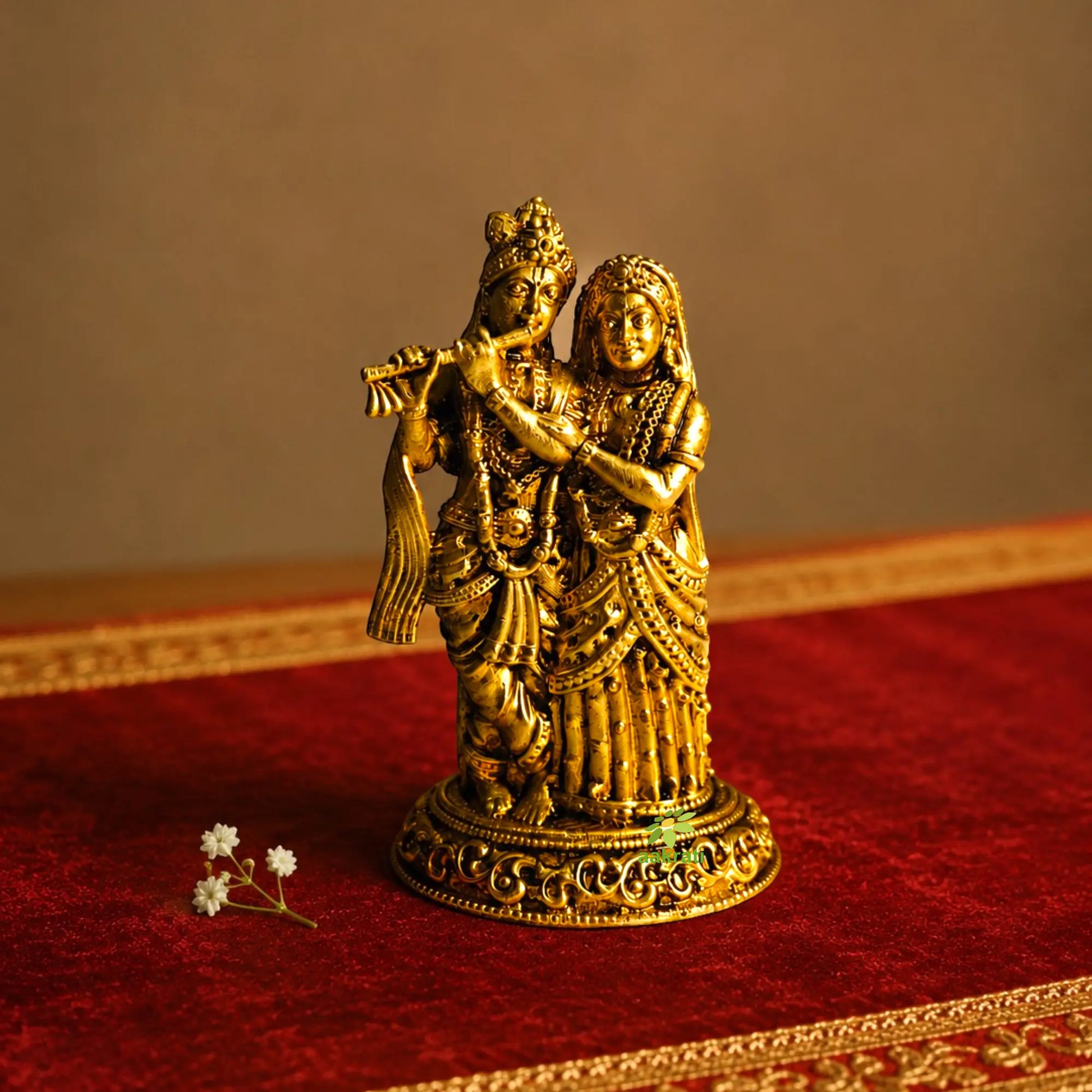 Premium Lightweight Radha Krishna Murti for Pooja,| Elegant Radha Krishna Idol Lightweight| Radha Krishna Murti Lightweight Design for Hindu Pooja & Vastu Décor| (Yellow,2.5 Inches) Ashopi