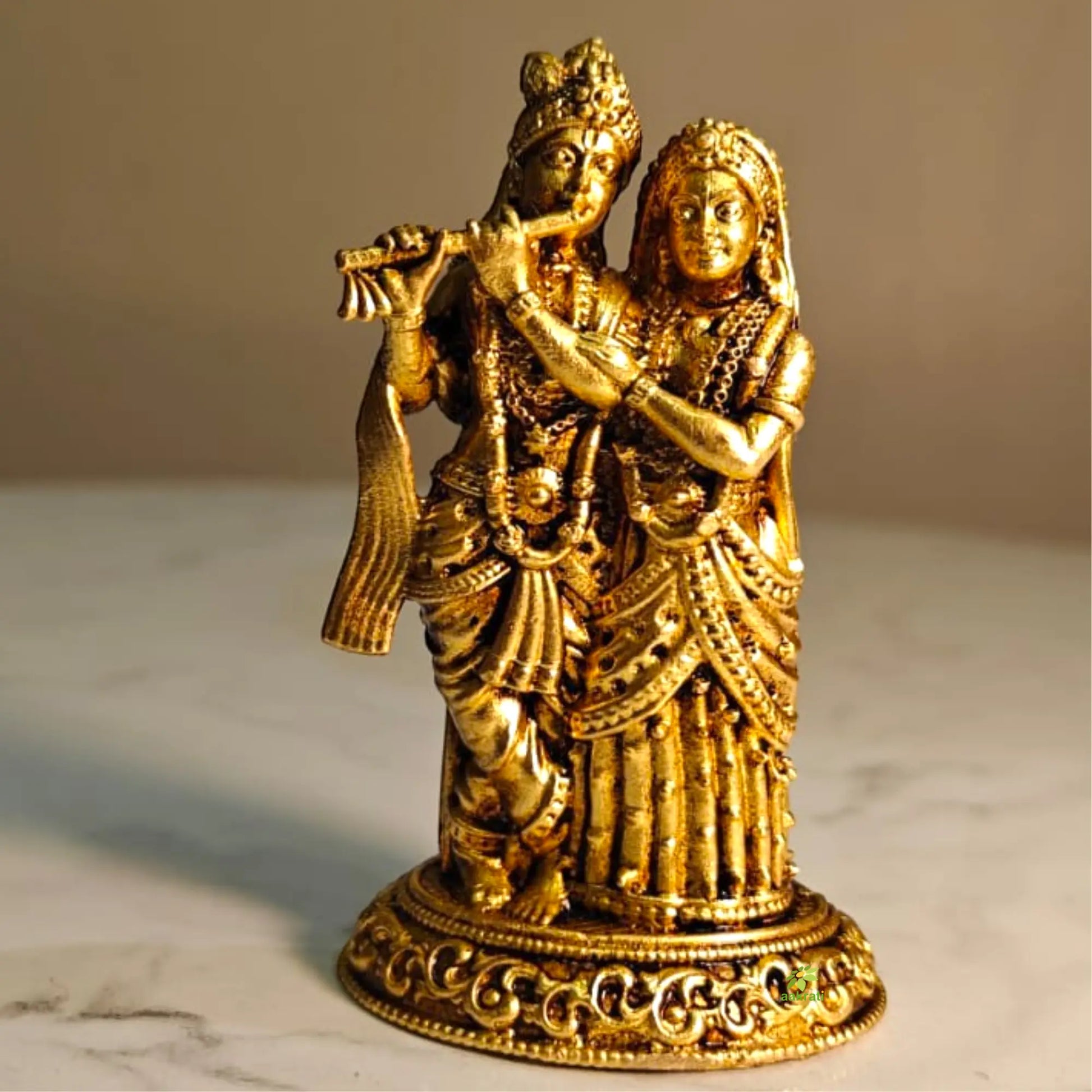 Premium Lightweight Radha Krishna Murti for Pooja,| Elegant Radha Krishna Idol Lightweight| Radha Krishna Murti Lightweight Design for Hindu Pooja & Vastu Décor| (Yellow,2.5 Inches) Ashopi