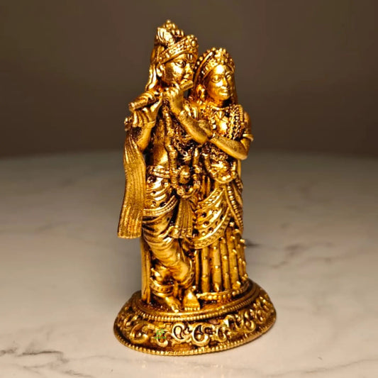Premium Lightweight Radha Krishna Murti for Pooja,| Elegant Radha Krishna Idol Lightweight| Radha Krishna Murti Lightweight Design for Hindu Pooja & Vastu Décor| (Yellow,2.5 Inches) Ashopi