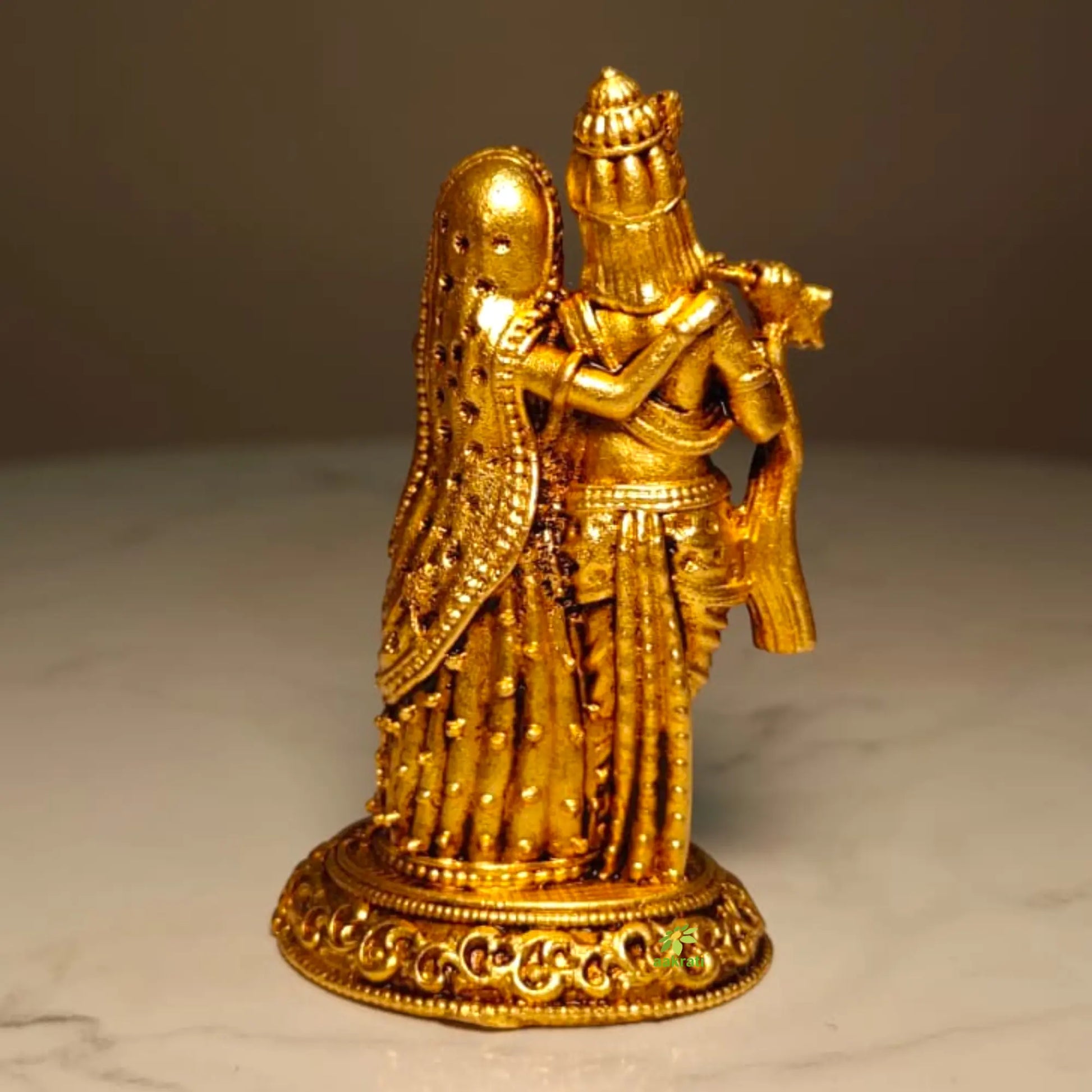 Premium Lightweight Radha Krishna Murti for Pooja,| Elegant Radha Krishna Idol Lightweight| Radha Krishna Murti Lightweight Design for Hindu Pooja & Vastu Décor| (Yellow,2.5 Inches) Ashopi