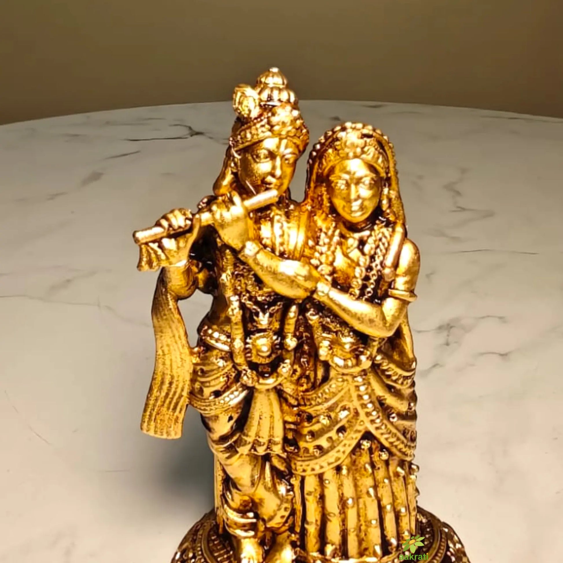 Premium Lightweight Radha Krishna Murti for Pooja,| Elegant Radha Krishna Idol Lightweight| Radha Krishna Murti Lightweight Design for Hindu Pooja & Vastu Décor| (Yellow,2.5 Inches) Ashopi
