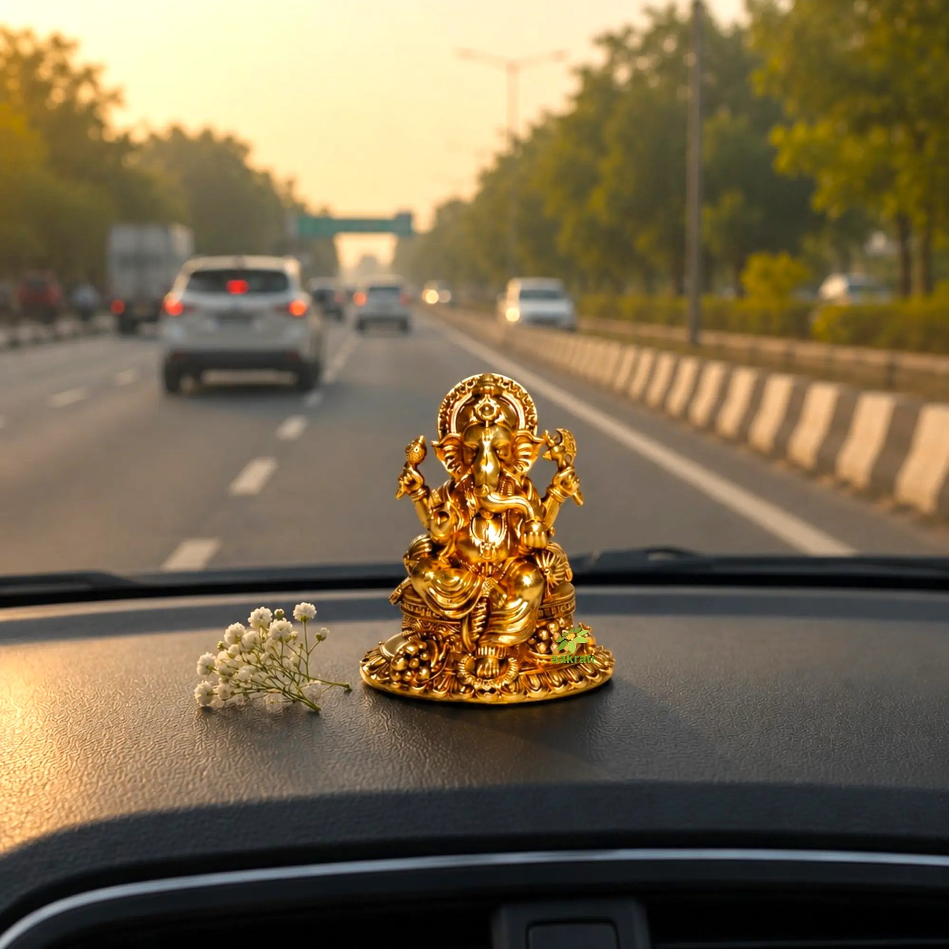 Pure Brass Ganesh Statue for Home Temple | Decorative Ganpati Murti for Mandir & Home Décor | Traditional Hindu Pooja & Spiritual Decor Item (Yellow, 2 Inches) Aakrati