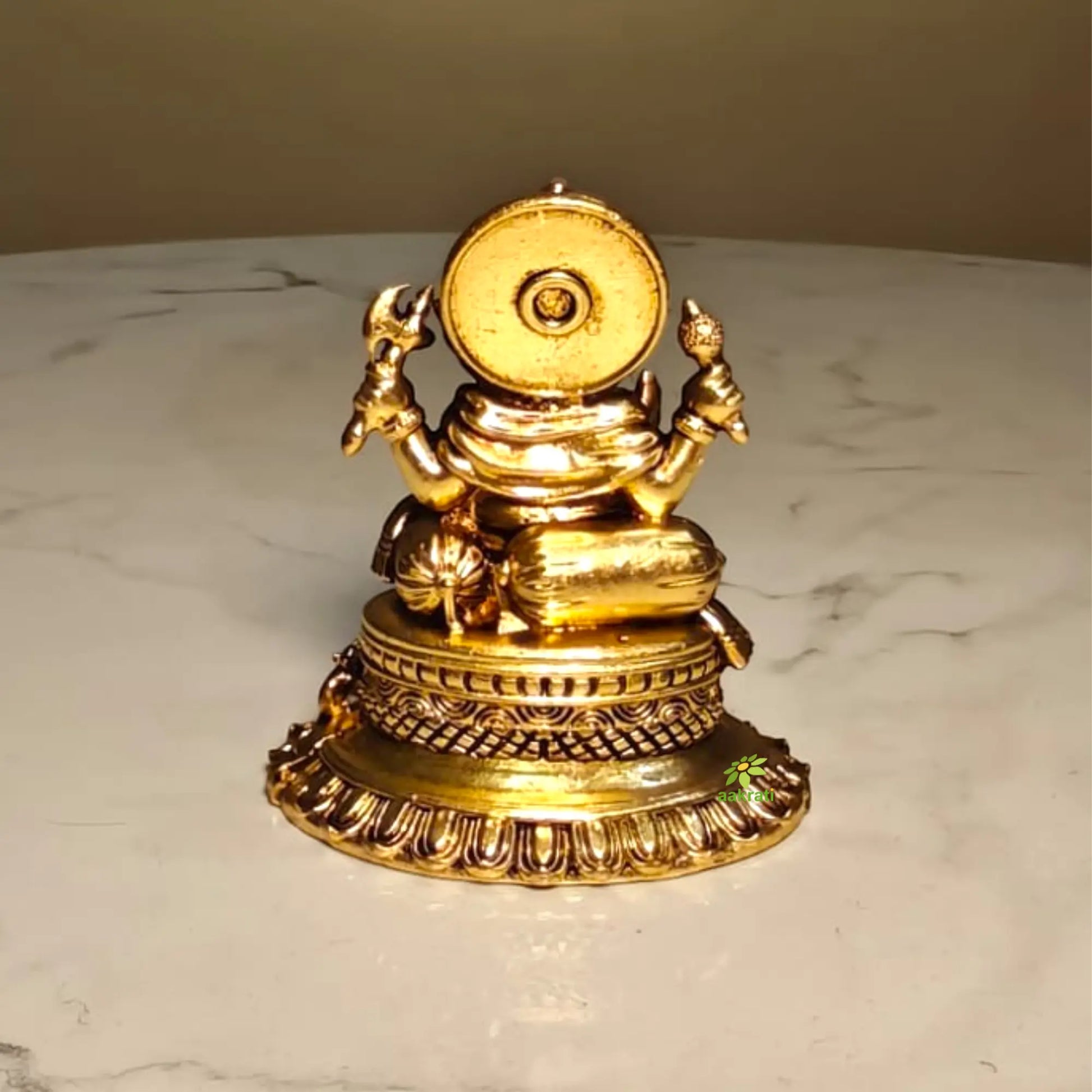 Pure Brass Ganesh Statue for Home Temple | Decorative Ganpati Murti for Mandir & Home Décor | Traditional Hindu Pooja & Spiritual Decor Item (Yellow, 2 Inches) Aakrati