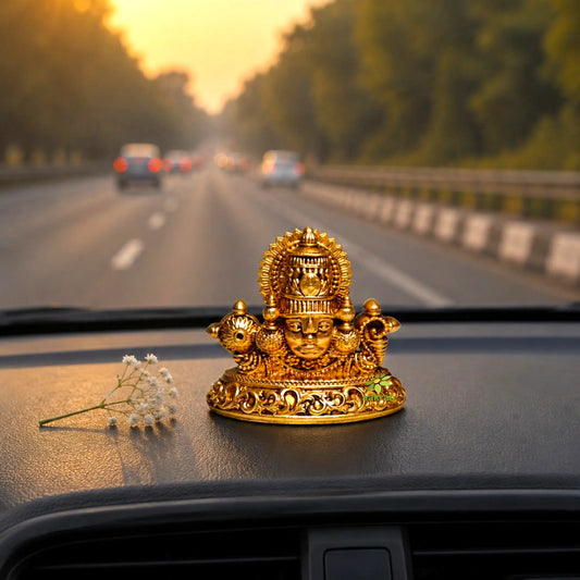 Premium Brass Lord Venkateswara Balaji Head for car dash board |Decorative Brass Tirupati Balaji Mukh for Mandir,| Brass Tirupati Balaji Head for Home Decor,| (Yellow,2.3 Inches) Aakrati
