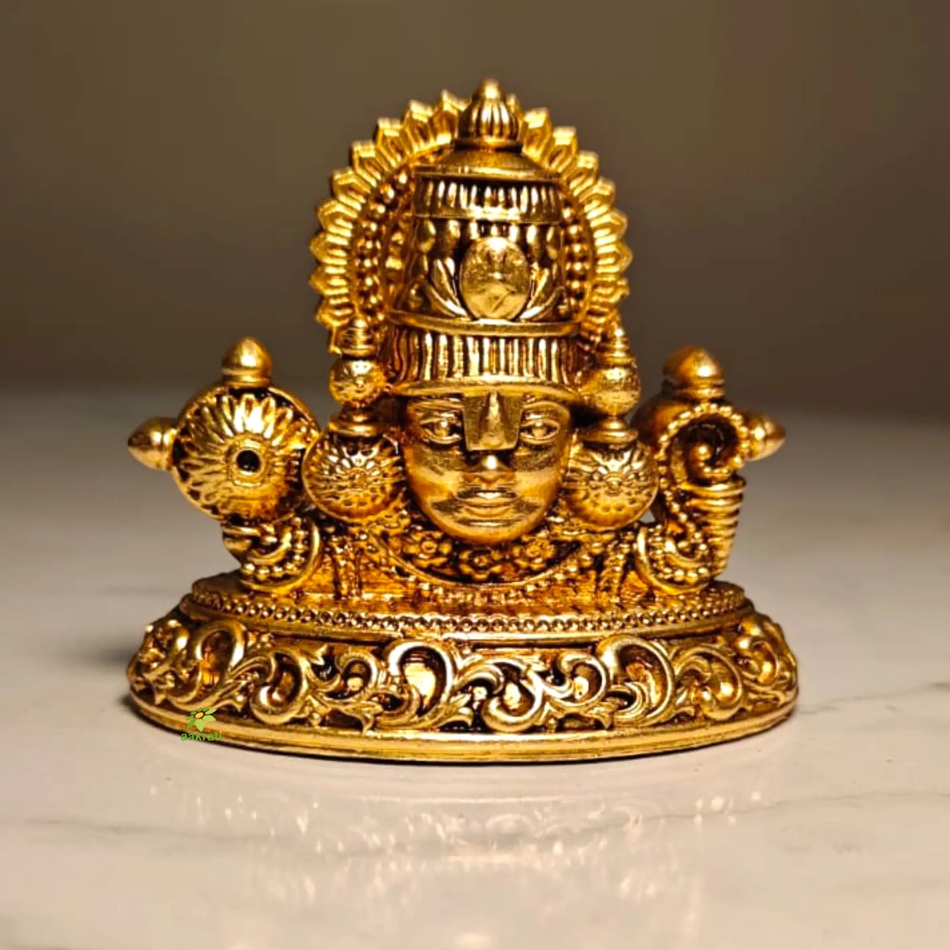 Premium Brass Lord Venkateswara Balaji Head for car dash board |Decorative Brass Tirupati Balaji Mukh for Mandir,| Brass Tirupati Balaji Head for Home Decor,| (Yellow,2.3 Inches) Aakrati