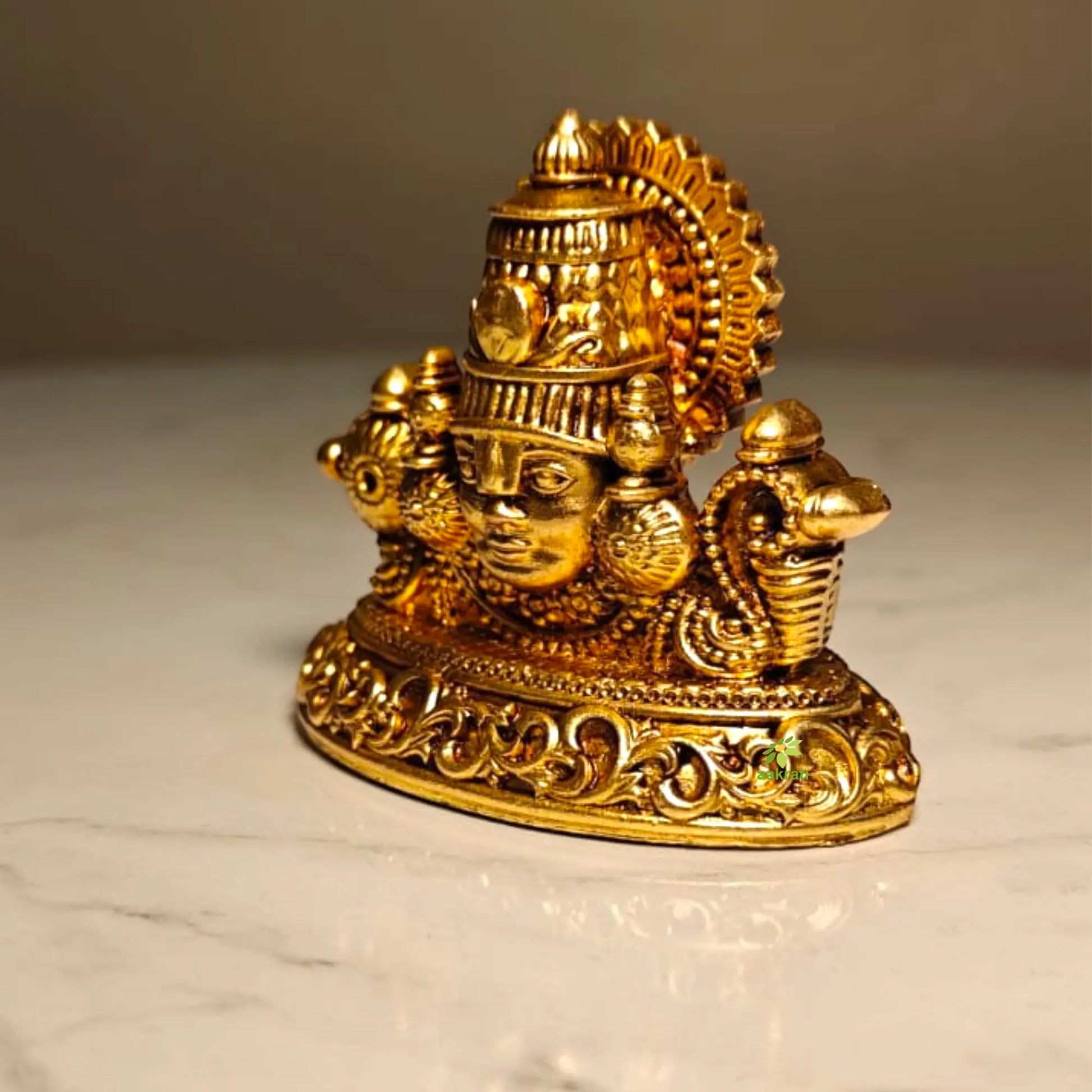Premium Brass Lord Venkateswara Balaji Head for car dash board |Decorative Brass Tirupati Balaji Mukh for Mandir,| Brass Tirupati Balaji Head for Home Decor,| (Yellow,2.3 Inches) Aakrati