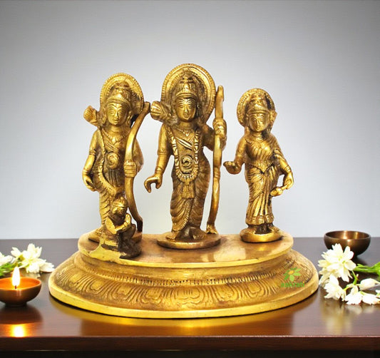 Brass Ram Darbar Idol | Symbol of Divine Grace and Harmony | Handcrafted Ram Darbar in Brass ( Brown , 6.5 inch)