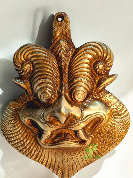 Brass Yali Face Wall Hanging | Perfect for Spiritual & Vastu Home Décor | Brass Yali Face Mask ( Yellow, 6 inch)