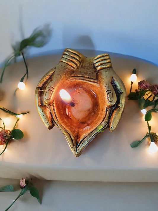 Handcrafted Brass Diya | Perfect for Diwali & Festival Decor | Luxury Brass Designer Diya ( Yellow, 2.5 inch)