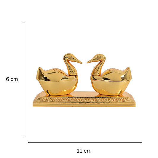Roli-Chandan, Chawal-Akshat Box with loving bird duck pair chopda for gift and pooja purpose