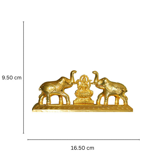 Metal Haldi KumKum Holder with Elephant Figurine With Laxmi Yantra by Aakrati