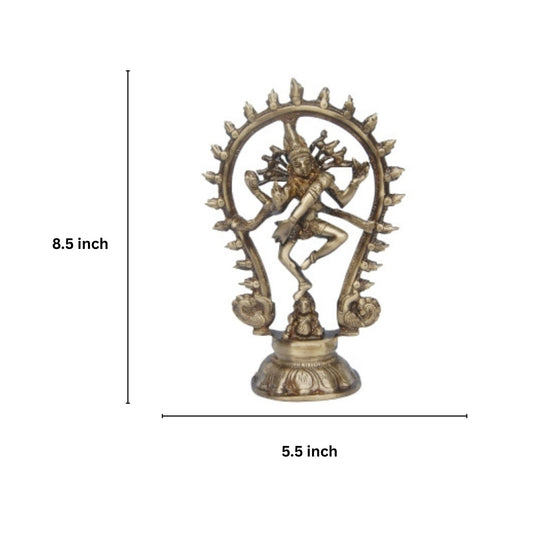 Handcrafted Brass Nataraj Idol | Perfect for Puja, Meditation, and Home Decoration | Traditional Brass Nataraj Statue ( Brown, 8.5 inch)