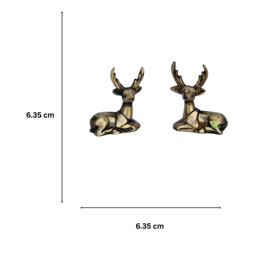 Antique Style Brass Deer Pair Set | Elegant Addition to Home Decor for a Luxurious Feel | Handcrafted Brass Deer Figurine Showpiece ( Brown, 2.4 inch)