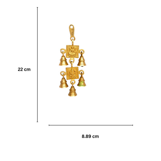 Brass Laxmi Ganesha Wind Chime | Prosperity and Blessings for Your Home | Traditional Brass Laxmi-Ganesha Wind Chime ( Yellow, 9.2 inch)