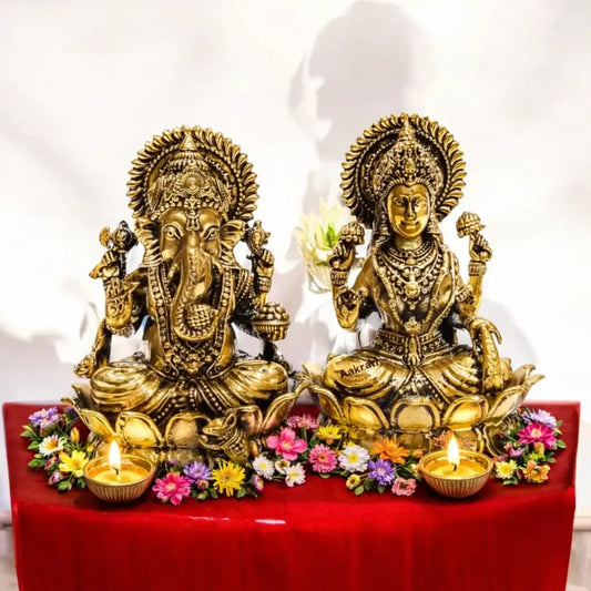 Aakrati Laxmi Ganesh Idol Made in Brass| Temple Décor| Brass Décor