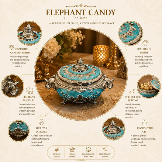 Premium Elephant Candy Bowl – Decorative Dry Fruit & Mukhwas Serving Bowl, Home Decor, Festive Gift Item  | Festive & Corporate Gift By AAkrati