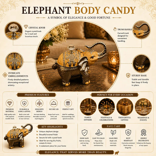 Luxury Dry Fruit Elephant Body Candy | Perfect for Diwali, Wedding Return Gifts, Housewarming & Table Decor | Festive & Corporate Gift By Aakrati