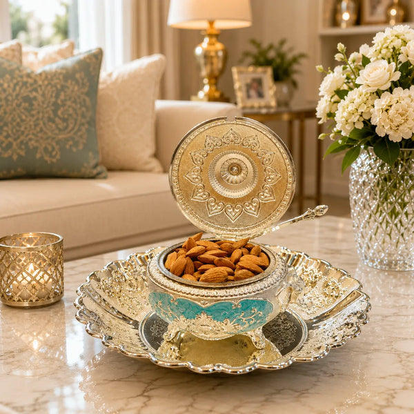 Premium Elephant Serveware Set of 2 | Dry Fruit & Cheese Board, Appetizer Tray with Candy Bowls | Premium Tableware for Home Entertaining & Modern Serving | Wedding, Housewarming & Corporate Gifts | By Aakrati