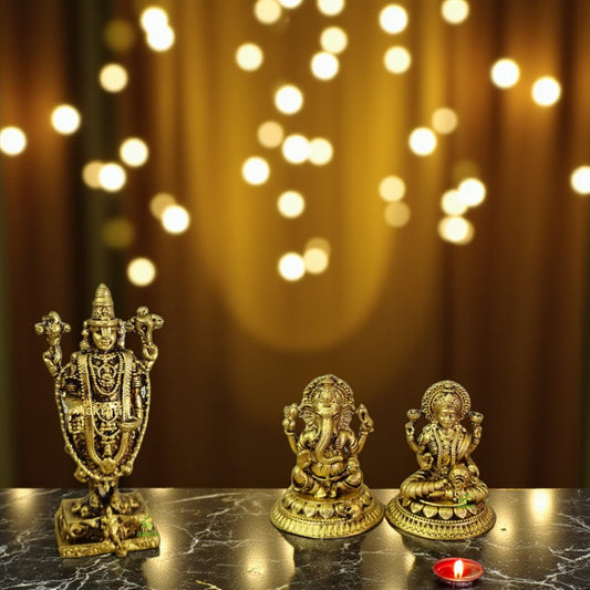 Handcrafted Brass Balaji Murti | Lord Venkateshwara Idol | Spiritual Decor for Home, Office, Mandir | Religious Gift | Gift Hamper