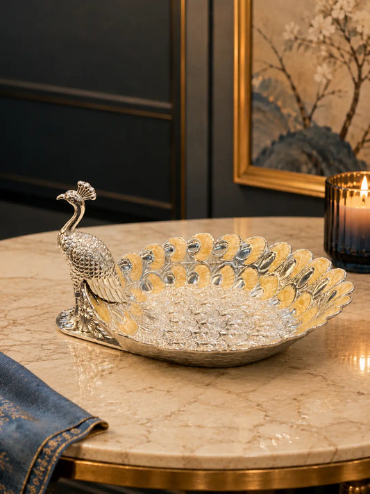 Premium Peacock Serving Platter | Elegant Gift for Diwali, Wedding Return Gifts, Housewarming & Table Decor | Festive & Corporate Gift By Aakrati