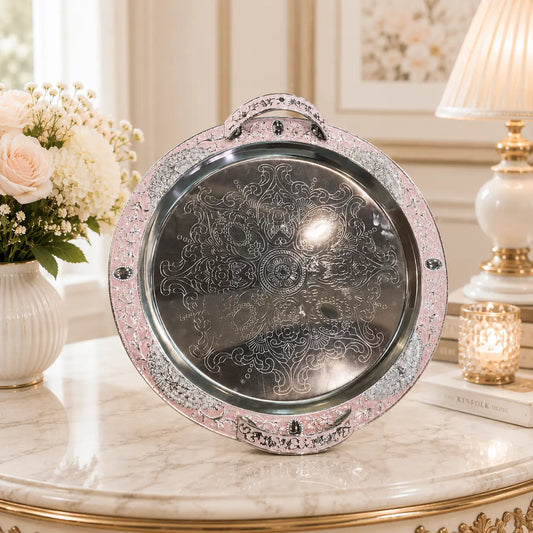 Luxury Dry Fruit Tray Round Handle |Perfect for Diwali, Wedding Return Gifts, Housewarming & Table Decor | Festive & Corporate Gift By Aakrati