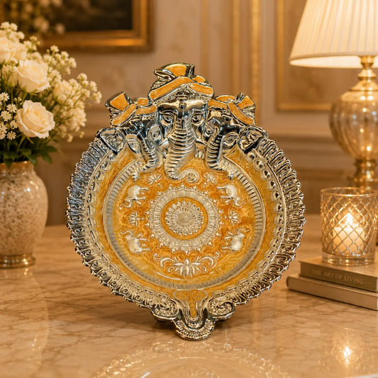 Premium Gamesha Serving Platter | Elegant Gift for Diwali, Wedding Return Gifts, Housewarming & Table Decor | Festive & Corporate Gift By Aakrati