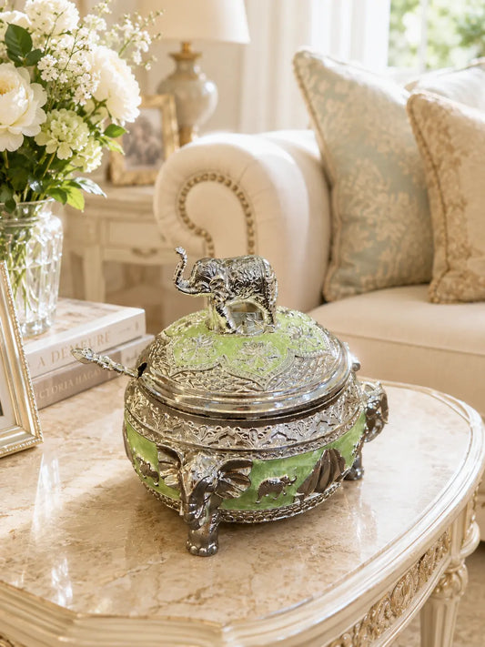 Premium Elephant Figure Candy Bowl – Decorative Dry Fruit & Mukhwas Serving Bowl, Home Decor, Festive Gift Item | Festive & Corporate Gift By Aakrati