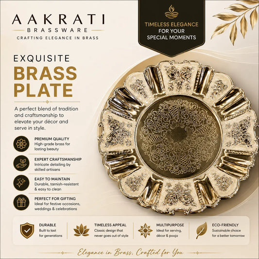 Premium Round Tray | Elegant Gift for Diwali, Wedding Return Gifts, Housewarming & Table Decor | Festive & Corporate Gift By Aakrati