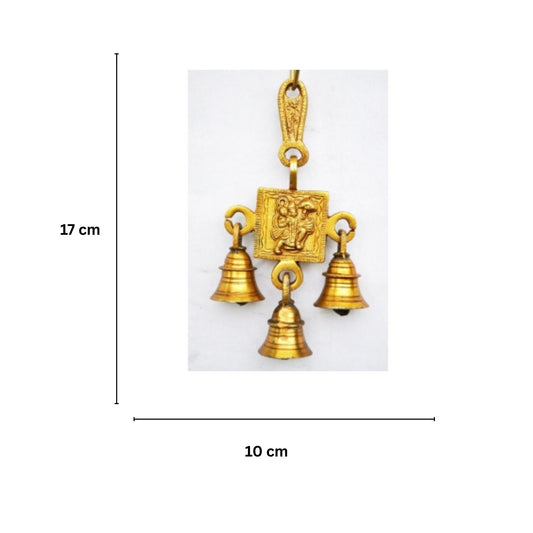 Brass Lord Hanuman Engraved Chime | Perfect Brass Décor for Home & Office Spiritual Vibes | Divine Hanuman Brass Wall hanging Bell ( Yellow, 6.8 inch)