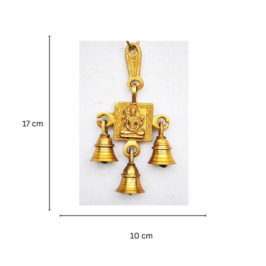 Brass Shiv Engraved Wind Chime | Spiritual Wall Hanging for Protection & Prosperity | Brass Shiv Wall Hanging ( Yellow, 6.8 inch)