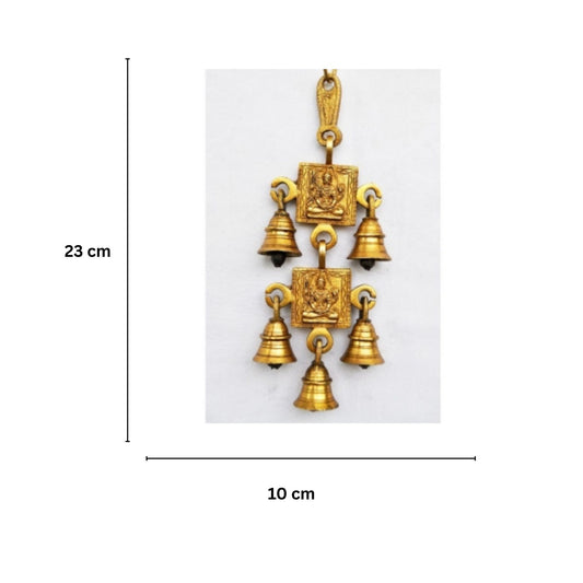 Brass Shiv Engraved Wind Chime | Spiritual Home Decoration for Blessings & Good Fortune | Brass Decorative Wind Chime ( Yellow, 9.2 inch)
