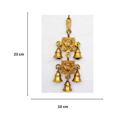 Durga Brass Wind Chime | Spiritual Home Décor for Peace & Strength | Brass Wall Hanging Items ( Yellow, 9.2 inch)