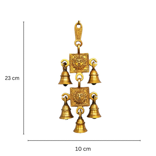 Brass Wind Chime Wall Hanging | Divine Home Décor for Blessings, Good Luck & Serenity | Brass Lakshmi Wind Chime ( Yellow, 6.8 inch)