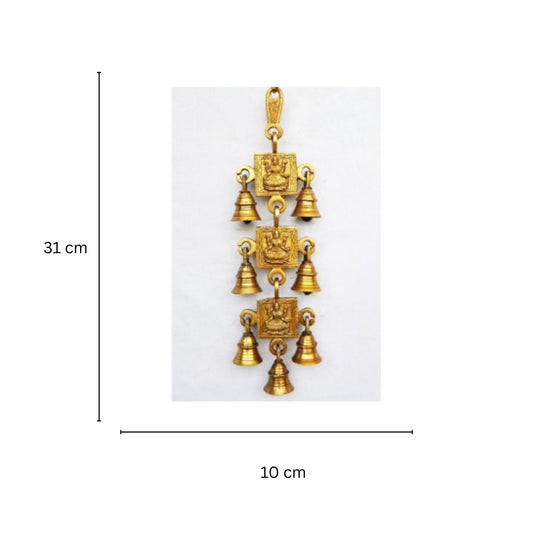 Brass Wall Hanging Wind Chime | Decorative Wall Hanging for Peace & Blessings | Brass Lakshmi Wall Hanging ( Yellow, 12.3 inch)