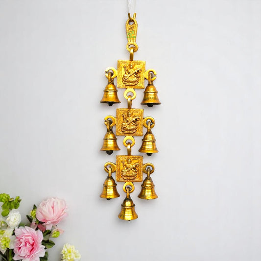 Elegant Brass Designer Wind Chime | Decorative Home Accessory for Serenity | Brass Religious Wind Chime ( Yellow, 12.5 inch)