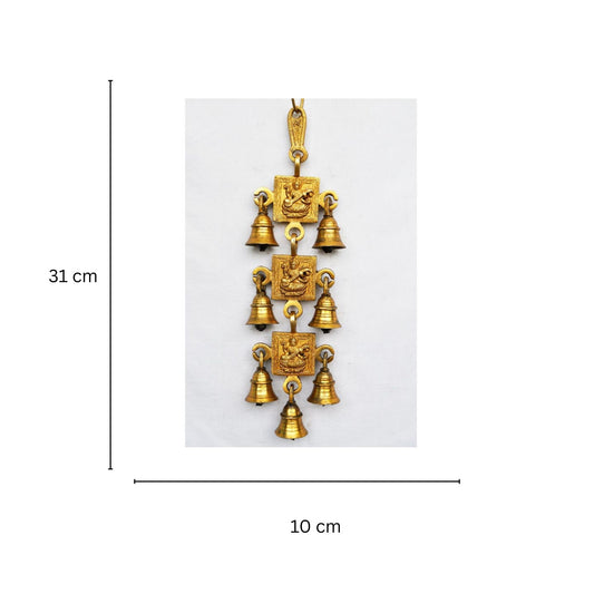 Elegant Brass Designer Wind Chime | Decorative Home Accessory for Serenity | Brass Religious Wind Chime ( Yellow, 12.5 inch)