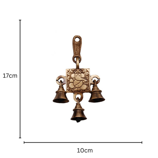 Traditional Brass Religious Wind Chime | A Spiritual Touch for Your Home | Brass Ganesha Wall Hanging ( Brown, 6.8 inch)