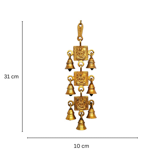 Divine Lord Shiv Brass Wind Chime | Home Decoration for Blessings & Spiritual Harmony | Brass Lord Shiv Wall Hanging Chime ( Yellow, 12.3 inch)