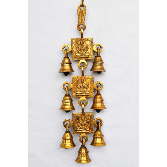 Divine Lord Shiv Brass Wind Chime | Home Decoration for Blessings & Spiritual Harmony | Brass Lord Shiv Wall Hanging Chime ( Yellow, 12.3 inch)