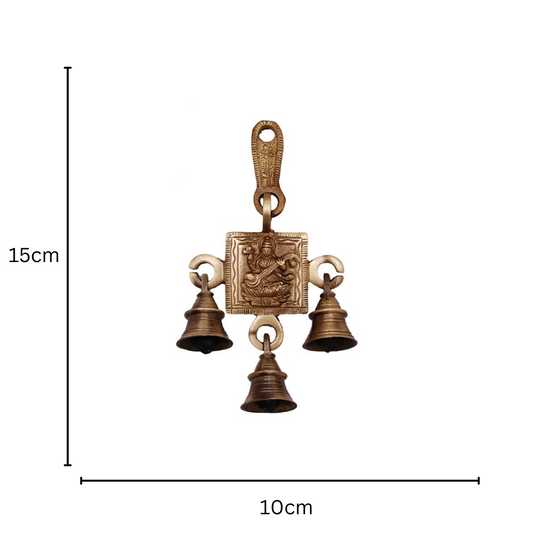 Divine Brass Wall Hanging Wind Chime | Bring Peace & Positivity | Handmade Brass Goddess Saraswati Wind Chime ( Yellow, 6.8 inch)