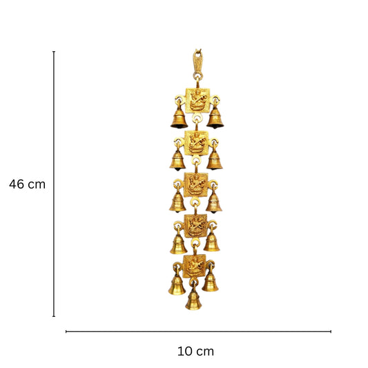 Handcrafted Brass Designer Wind Chime | Elegant Home Décor for Peace and Positive Energy | Brass Wall Hanging ( Yellow, 18.4 inch)