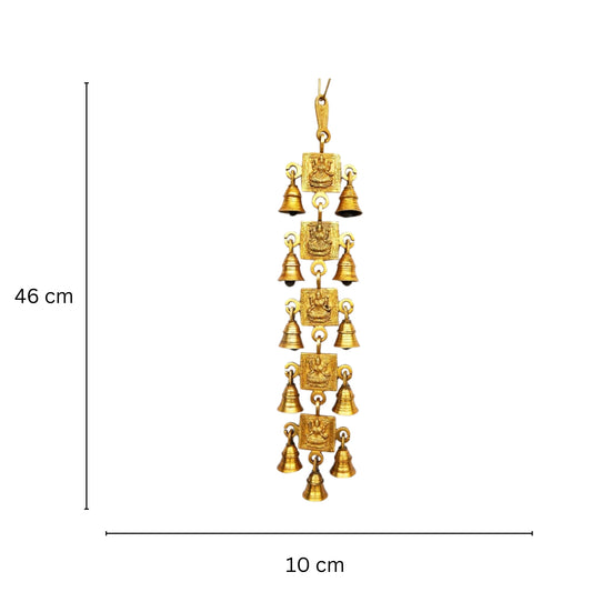 Brass Wall Hanging Wind Chime | Decorative Wall Hanging for Peace & Blessings | Brass Lakshmi Wind Chime ( Yellow, 12.3 inch)