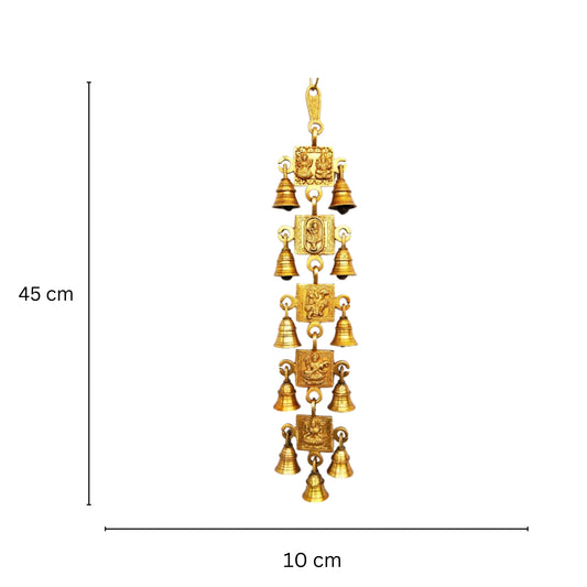 Brass Wind Chime | Spiritual Wall Hanging for Peaceful Home & Prosperity | Brass Religious Wall Hanging ( Yellow, 18 inch)