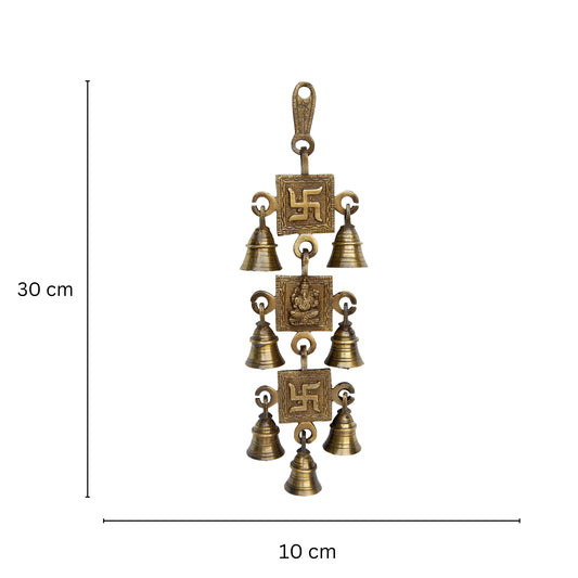 Ganesha and Swastik Religious Hanging with Bells