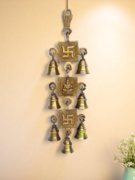 Ganesha and Swastik Religious Hanging with Bells