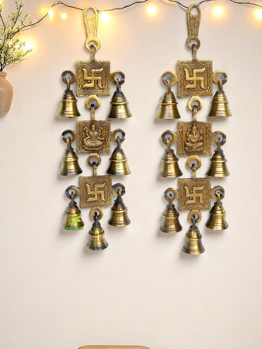 Aakrati Home Decorative Ganesh Lakshmi Brass Feng Shui Bell