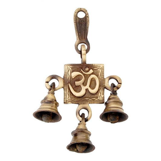 Elegant Brass Religious Wall Chime | Handcrafted Blessings for Your Home | Sacred Brass Wind Chime ( Yellow, 6.8 inch)