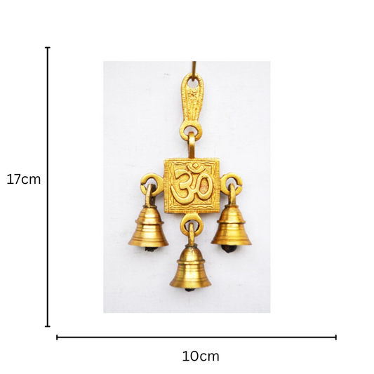 Brass Wall Hanging Om Face Wind Chime | Elegant Home Décor | Brass Wall Hanging Bell ( Yellow, 6.8 inch)