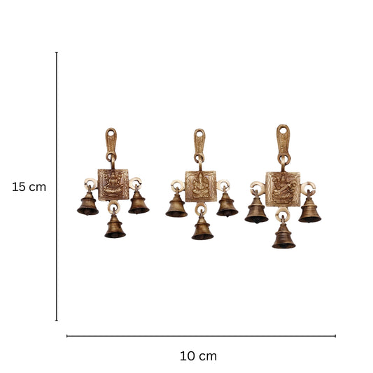 Set of Laxmi Ganesha Saraswati Single Hanging Bells